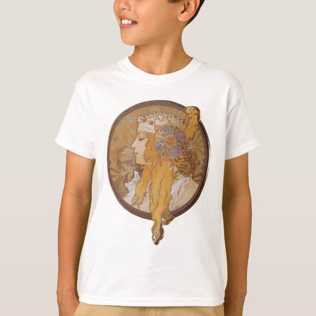 Camiseta Alphonse Mucha ~ Cabeza bizantina: La rubia (Anverso)