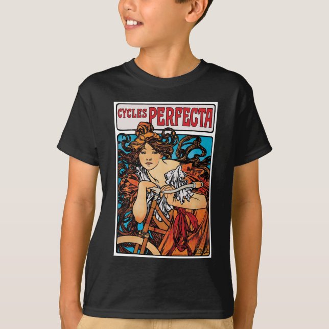 Camiseta Alphonse Mucha - Ciclos Perfecta Retro Art Nouveau (Anverso)
