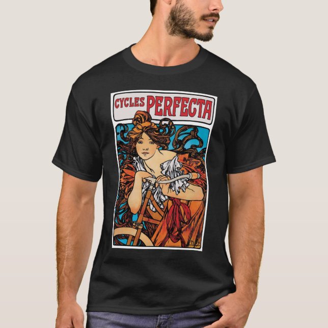 Camiseta Alphonse Mucha - Ciclos Perfecta Retro Art Nouveau (Anverso)