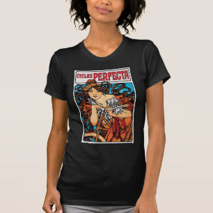 Camiseta Alphonse Mucha - Cycles Perfecta Arte Nuevo Retro
