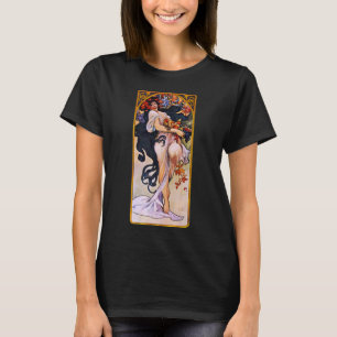 Camiseta Alphonse Mucha Estación de Otoño, Arte Nouveau Vin