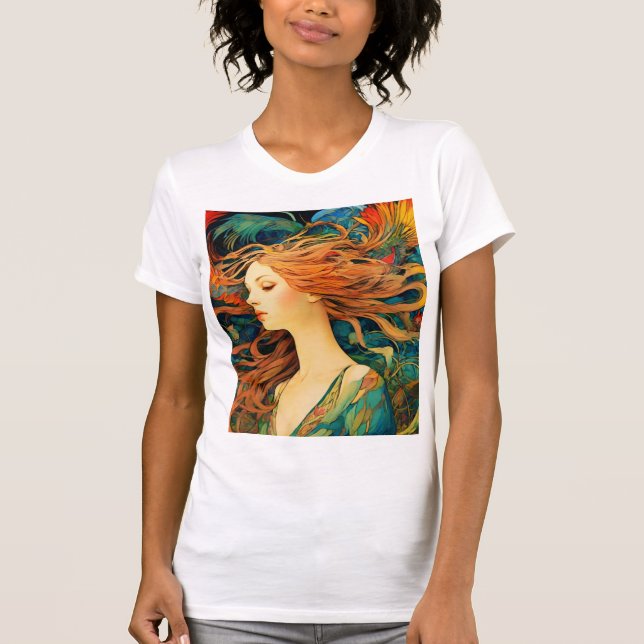 Camiseta Alphonse Mucha "Flowing Redhead" T-Shirt (Anverso)