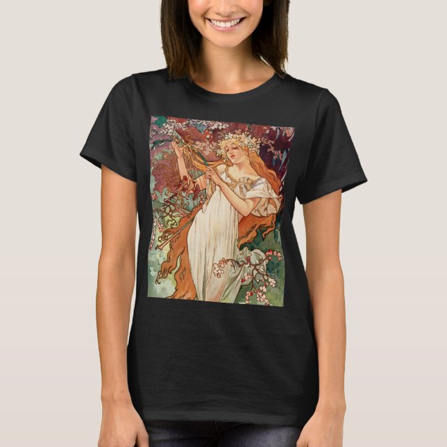 Camiseta Alphonse Mucha, Las Estaciones (1896) Primavera (Anverso)