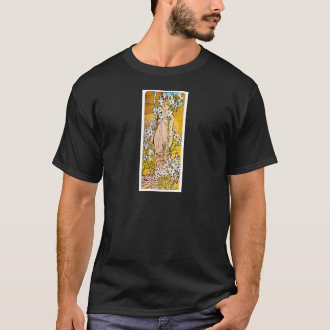 Camiseta Alphonse Mucha - Lily - Frontera Blanca (Anverso)