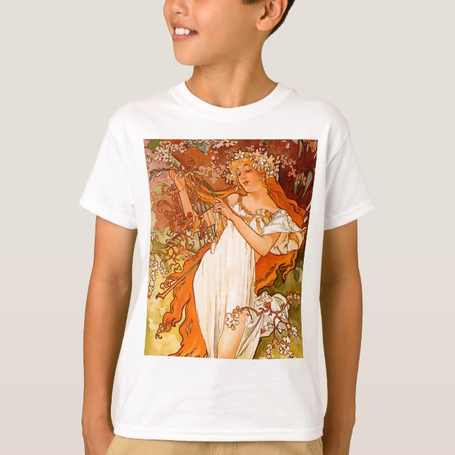 Camiseta Alphonse Mucha modernidad primavera (Anverso)