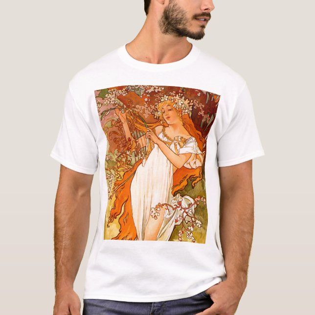 Camiseta Alphonse Mucha modernidad primavera (Anverso)