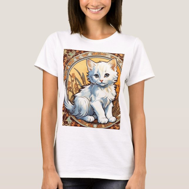 Camiseta Alphonse Mucha Style Cat (Anverso)