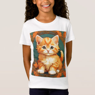 Camiseta Alphonse Mucha Style Naranja Cat