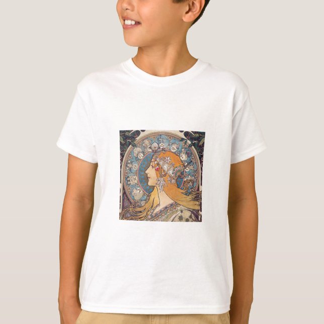 Camiseta Alphonse Mucha , “Zodiac” (Anverso)