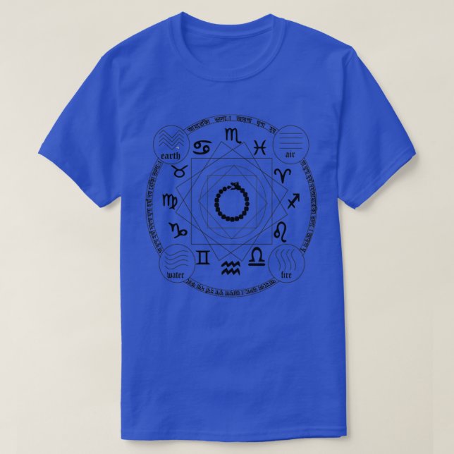 Camiseta alquimia de astrología circular cuatro elementos m (Diseño del anverso)