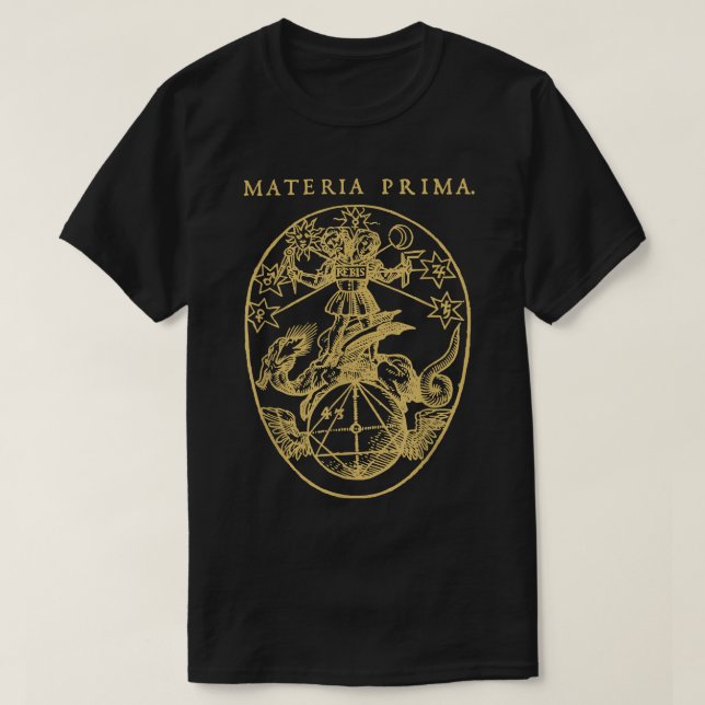 Camiseta Alquimia oculta medieval de Materia Prima Rosecruc (Diseño del anverso)