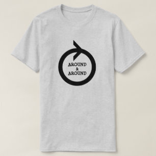 Camiseta alrededor y alrededor de la flecha de círculo, gri