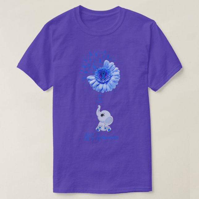 Camiseta ALS Awareness Faith Elephant Survivor Fighter  (Diseño del anverso)