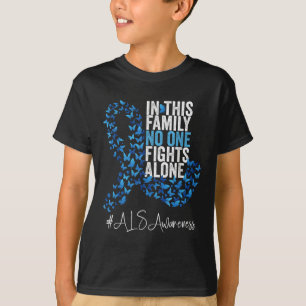 Camiseta Als Awareness Month Blue Ribbon Butterflies