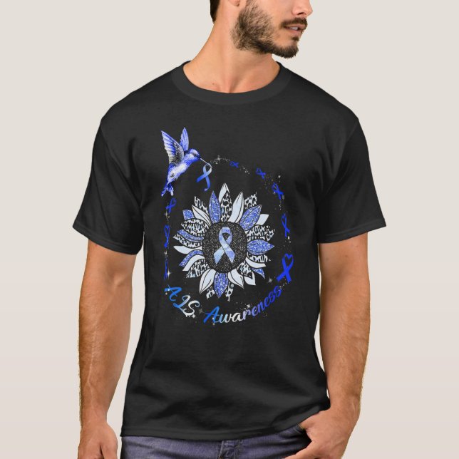 Camiseta Als Awareness Month Leopard Sunflower Hummingbird (Anverso)
