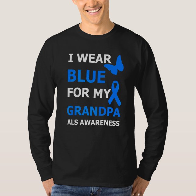 Camiseta Als Awareness Yo Uso Azul Para Mi Cinta De Abuelo  (Anverso)