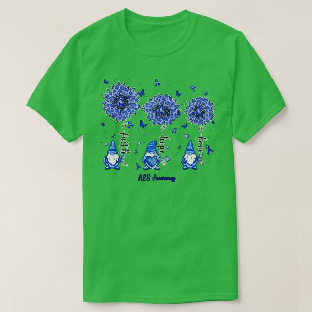 Camiseta ALS Conciencia gnomo fe esperanza girasol (Diseño del anverso)