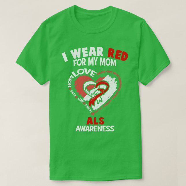 Camiseta ALS Conciencia Que Uso Rojo Para Mi Madre Cinta De (Diseño del anverso)