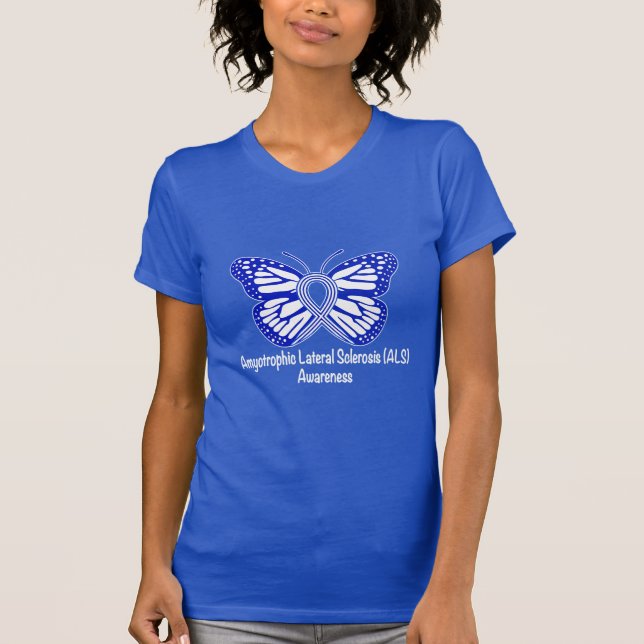Camiseta ALS de la esclerosis lateral amiotrófica con la (Anverso)