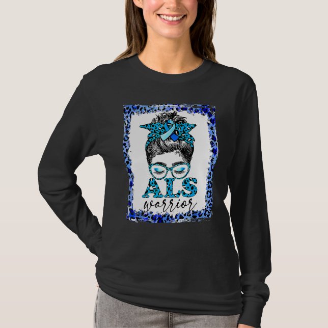 Camiseta Als Warrior Leopard Messy Bun Als Mes De Concienci (Anverso)