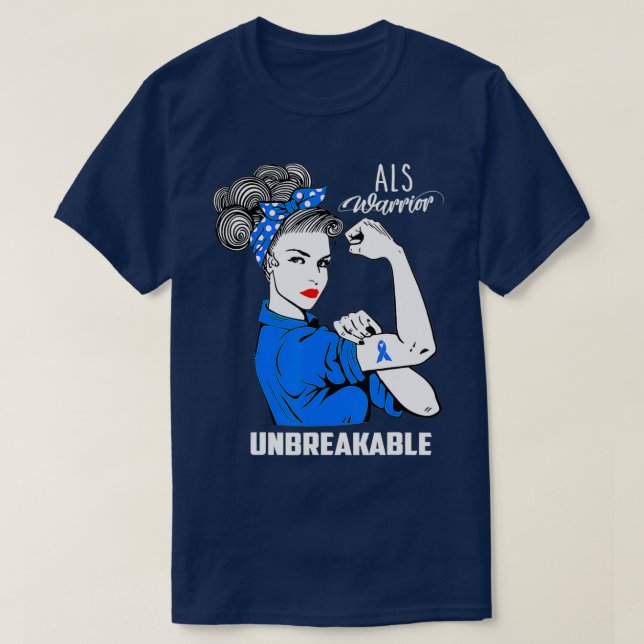 Camiseta ALS Warrior Unbreakable  ALS Awareness Gift  (Diseño del anverso)