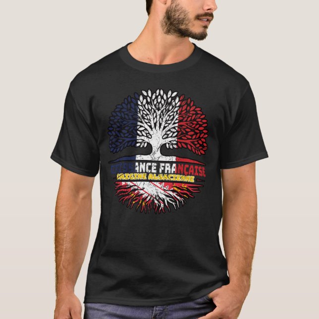 Camiseta Alsacia alsaciana Francia Árbol de raíces bandera (Anverso)