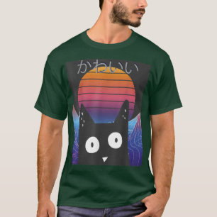 Camiseta Alt Cute Anime Retro Kitten Neko Synthwave Japan 8
