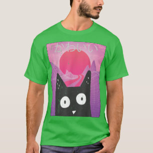 Camiseta Alt Estético Cute Anime Retro Kitten Neko Synthwa