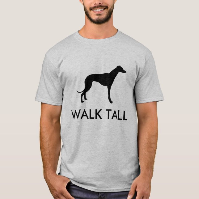 Camiseta alta de la silueta del galgo del paseo (Anverso)