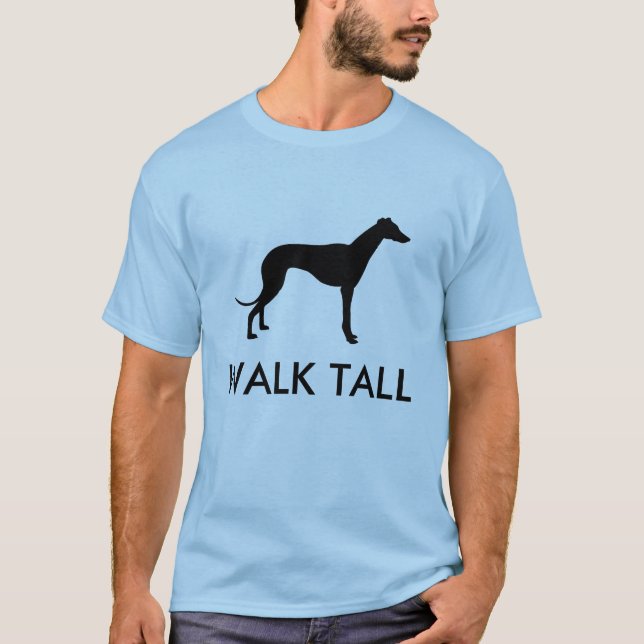 Camiseta alta de la silueta del galgo del paseo (Anverso)