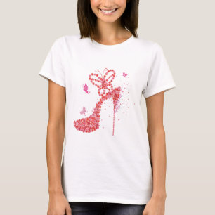 Camiseta Alta Talón-Camisa de la flor