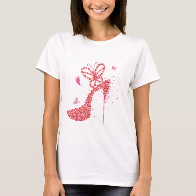 Camiseta Alta Talón-Camisa de la flor (Anverso)