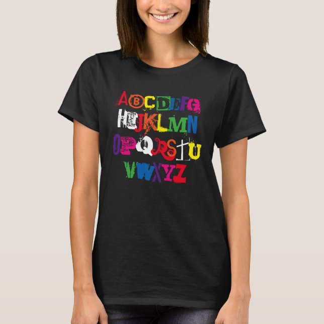 Camiseta Alta tipografía divertida en arco iris (Anverso)