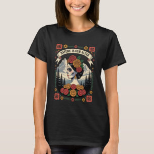 Camiseta Altar de la Naturaleza Catrina Mexicano-Americana 