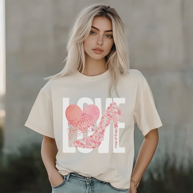 Camiseta Altas Florales, Diseño Cardíaco, Juntos Por Siempr (Subido por el creador)