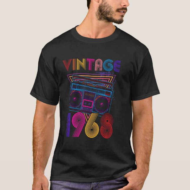 Camiseta Altavoz de casete portátil clásico 1968 54º nacimi (Anverso)