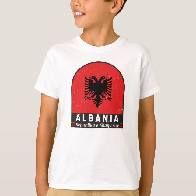 Camiseta Alteración de emblema de la bandera de Albania (Anverso)