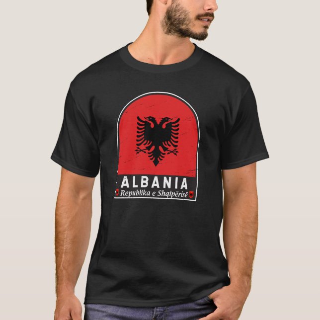 Camiseta Alteración de emblema de la bandera de Albania (Anverso)