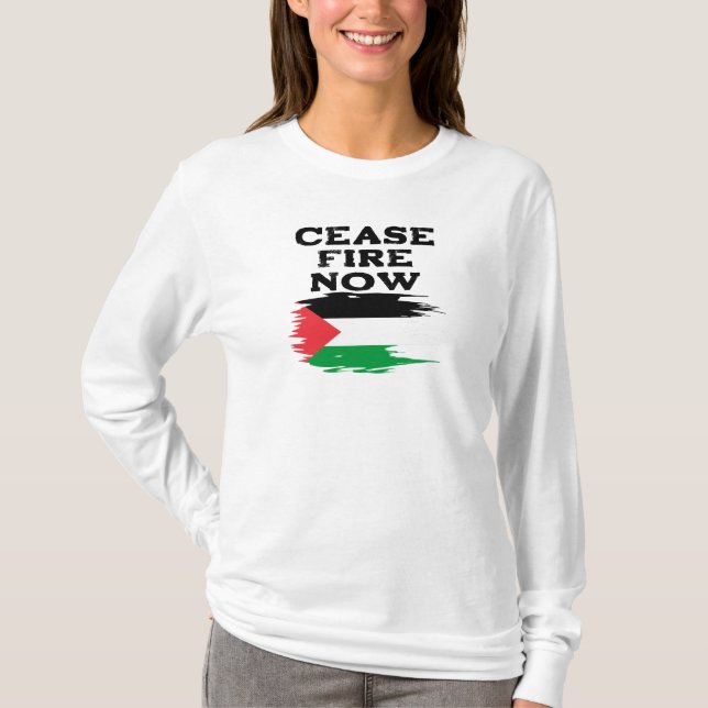 Camiseta Alto al fuego ahora/ Alto a la guerra / Palestina  (Anverso)