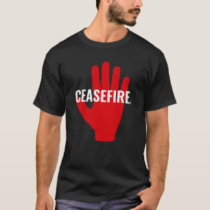 Camiseta Alto al fuego mano blanca negra contra personaliza