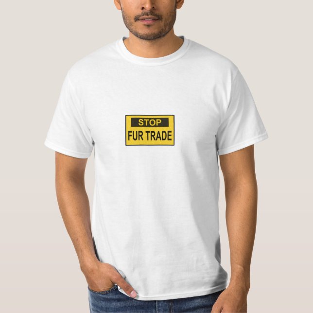 Camiseta Alto al Rótulo de comercio de pieles amarillo (Anverso)