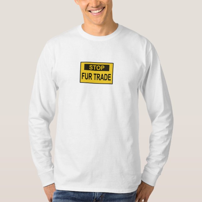 Camiseta Alto al Rótulo de comercio de pieles amarillo (Anverso)