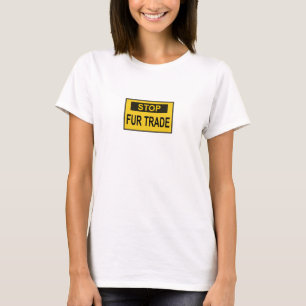 Camiseta Alto al Rótulo de comercio de pieles amarillo
