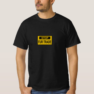 Camiseta Alto al Rótulo de comercio de pieles amarillo
