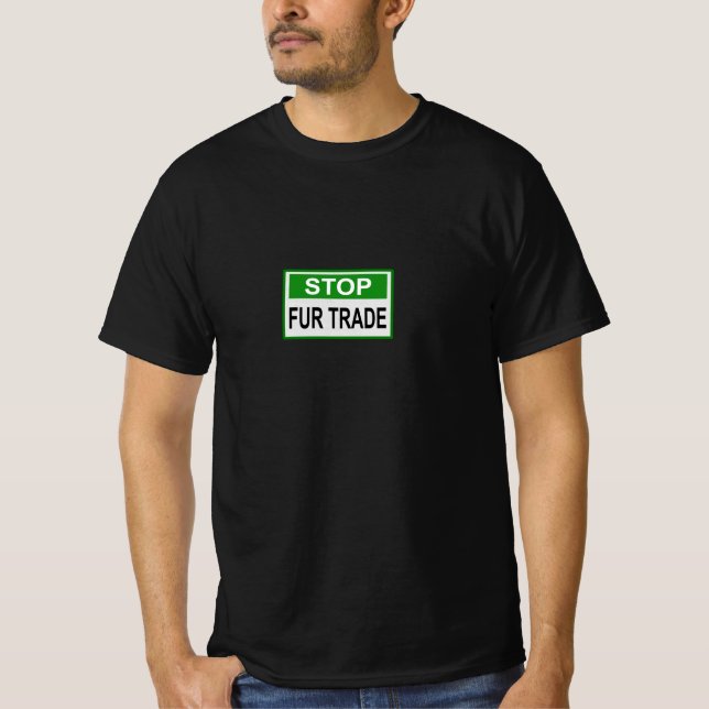 Camiseta Alto al Rótulo de Comercio de Pieles Verde (Anverso)