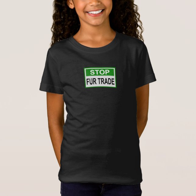 Camiseta Alto al Rótulo de Comercio de Pieles Verde (Anverso)