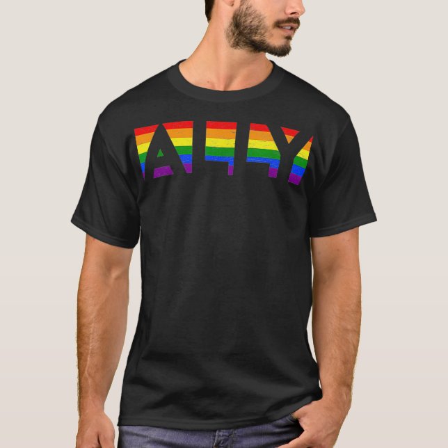 Camiseta ALTO LGBTQ Rainbow Pride Bandera Lesbiana Gay Vint (Anverso)