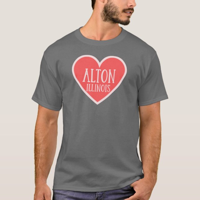 Camiseta Alton Illinois Cute Heart sobredimensionado (Anverso)
