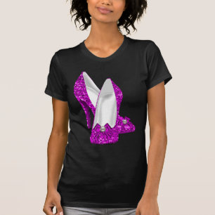Camiseta Altos zapatos tacones Stileto Purpurina Rosa