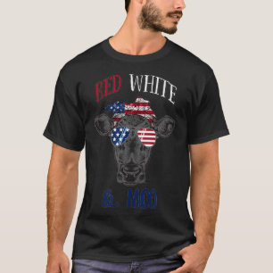 Camiseta Altura de la bandera estadounidense de vaca blanca
